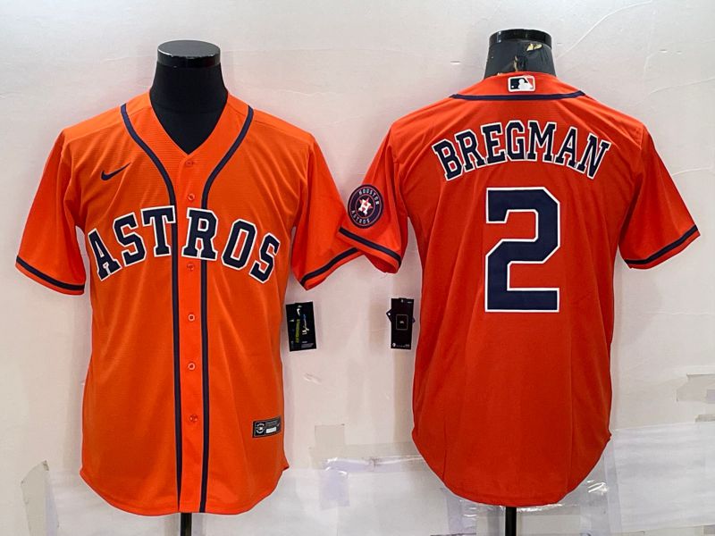 Men Houston Astros #2 Bregman Orange Game Nike 2022 MLB Jersey